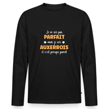 Je ne suis pas parfait mais Auxerrois - T-shirt manches longues Premium bio Homme - noir - Devant - Nico (187cm)