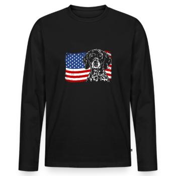 German Shorthaired Pointer Amerika Fahne Hunde - Männer Premium Bio Langarmshirt - Schwarz - Vorne - Nico (187cm)