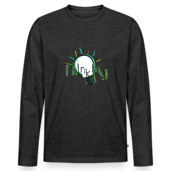 Thinking - Men's Premium Organic Long Sleeve Shirt - heather anthracite - Front - Nico (187cm)