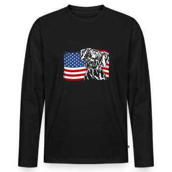 Rhodesian Ridgeback America Flag Dogs Wilsigns - Men's Premium Organic Long Sleeve Shirt - black - Front - Nico (187cm)