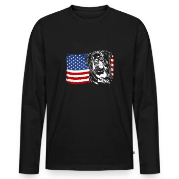 Rottweiler America Flag Dog Dogs Wilsigns - Men's Premium Organic Long Sleeve Shirt - black - Front - Nico (187cm)