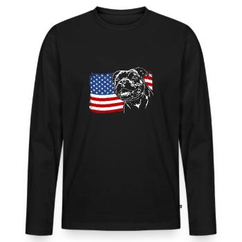 Staffordshire Bull Terrier America Flag Dogs - Men's Premium Organic Long Sleeve Shirt - black - Front - Nico (187cm)