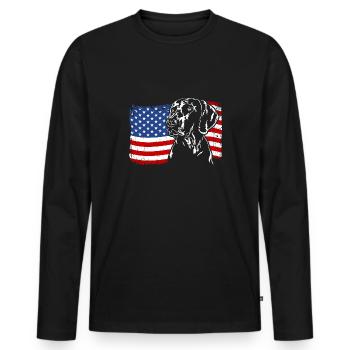 Weimaraner America Flag Dogs Hunting Dogs Wilsigns - Men's Premium Organic Long Sleeve Shirt - black - Front - Nico (187cm)