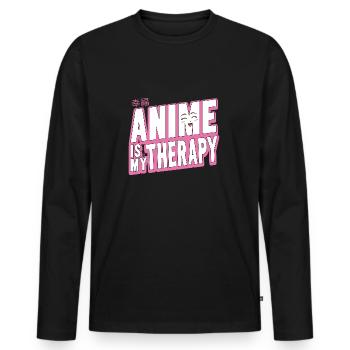 Anime Is My Therapy Japanese Anime Manga Otaku - Men's Premium Organic Long Sleeve Shirt - black - Front - Nico (187cm)