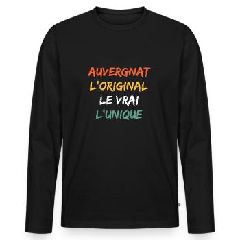 auvergnat - T-shirt manches longues Premium bio Homme - noir - Devant - Nico (187cm)