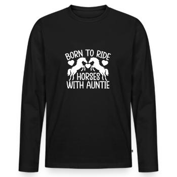 Équitation à cheval avec tante cavalière - T-shirt manches longues Premium bio Homme - noir - Devant - Nico (187cm)