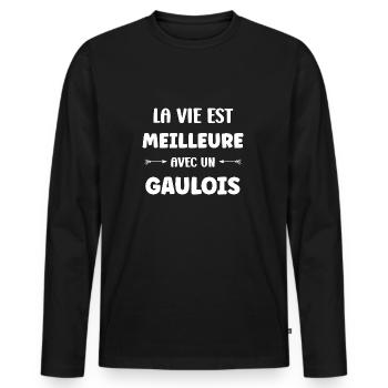 Gaulois - T-shirt manches longues Premium bio Homme - noir - Devant - Nico (187cm)