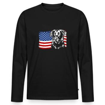 BEAUCERON Amérique Flag Dogs Wilsigns - T-shirt manches longues Premium bio Homme - noir - Devant - Nico (187cm)