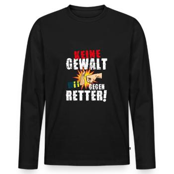 Keine-Gewalt-gegen-Retter - mach mit! Aktuell! - Männer Premium Bio Langarmshirt - Schwarz - Vorne - Nico (187cm)