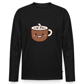 Humour petit chocolat chaud - T-shirt manches longues Premium bio Homme - noir - Devant - Nico (187cm)