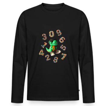 Chiffres - Rentrée avec Dino - T-shirt manches longues Premium bio Homme - noir - Devant - Nico (187cm)