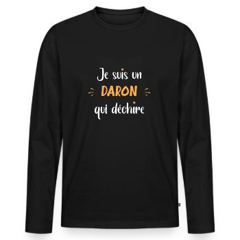 Je suis un daron - T-shirt manches longues Premium bio Homme - noir - Devant - Nico (187cm)