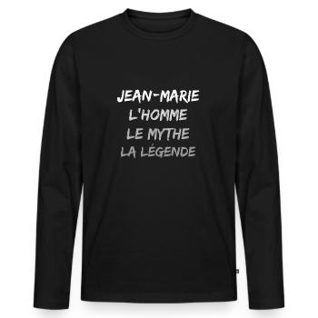 Jean Marie - T-shirt manches longues Premium bio Homme - noir - Devant - Nico (187cm)