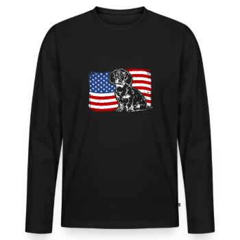 teckel à poil dur amérique flag chiens chiens wilsigns - T-shirt manches longues Premium bio Homme - noir - Devant - Nico (187cm)