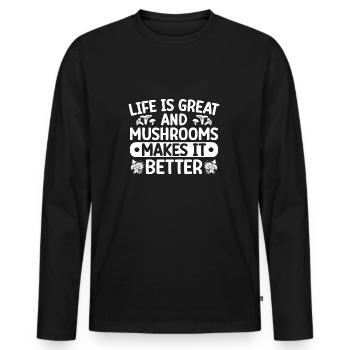 Les morilles le rendent meilleur champignon - T-shirt manches longues Premium bio Homme - noir - Devant - Nico (187cm)