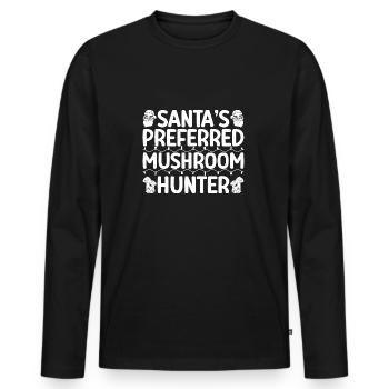 Morilles Champignon chasseur préféré du Père Noël - T-shirt manches longues Premium bio Homme - noir - Devant - Nico (187cm)