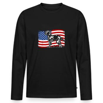 Weimaraner America Flag Dogs Hunting Dogs Wilsigns - Men's Premium Organic Long Sleeve Shirt - black - Front - Nico (187cm)