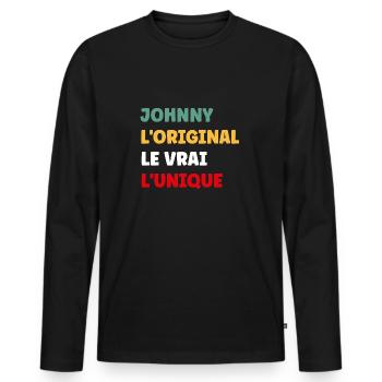 Johnny - T-shirt manches longues Premium bio Homme - noir - Devant - Nico (187cm)