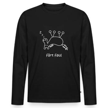 färt faul, faules Pferd, Pferd mit Rädern schläft - Männer Premium Bio Langarmshirt - Schwarz - Vorne - Nico (187cm)