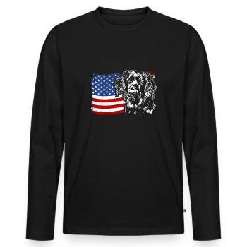 Hovawart America Flag Dog Dogs Wilsigns - Men's Premium Organic Long Sleeve Shirt - black - Front - Nico (187cm)