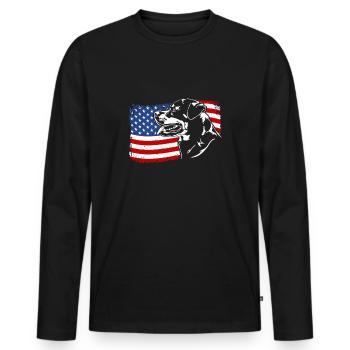 Rottweiler America Flag Dog Dogs Wilsigns - Men's Premium Organic Long Sleeve Shirt - black - Front - Nico (187cm)