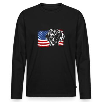 Weimaraner America Flag Dogs Hunting Dogs Wilsigns - Men's Premium Organic Long Sleeve Shirt - black - Front - Nico (187cm)