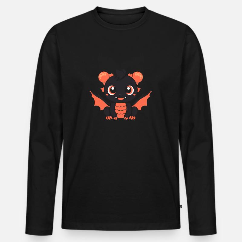 Baby-Drache - Männer Premium Bio Langarmshirt - Schwarz