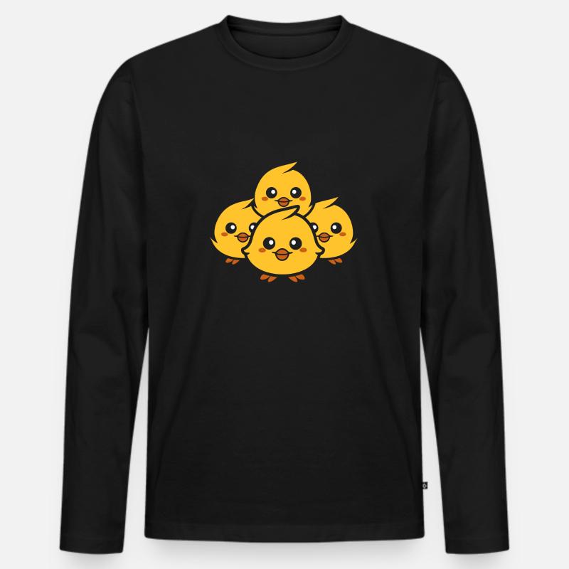 Küken - Männer Premium Bio Langarmshirt - Schwarz