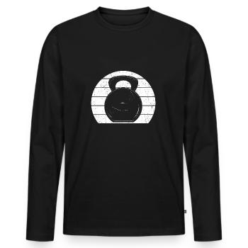 Powerlifting Bodybuilder Bells Retro - Men's Premium Organic Long Sleeve Shirt - black - Front - Nico (187cm)