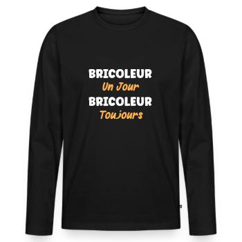 bricoleur un jour bricoleur toujours - T-shirt manches longues Premium bio Homme - noir - Devant - Nico (187cm)
