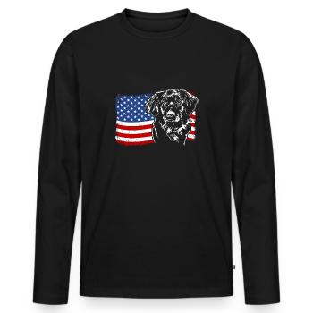 Nova Scotia Duck Tolling Retriever America Flag - Men's Premium Organic Long Sleeve Shirt - black - Front - Nico (187cm)