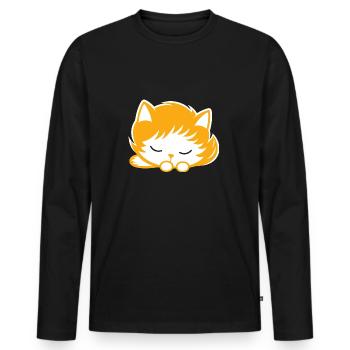 Baby Schlafende Katze - Männer Premium Bio Langarmshirt - Schwarz - Vorne - Nico (187cm)