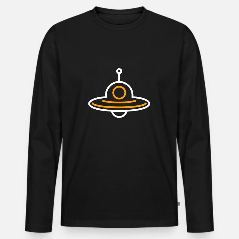 fliegende Untertasse - Männer Premium Bio Langarmshirt - Schwarz