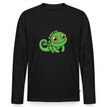 caméléon - T-shirt manches longues Premium bio Homme - noir - Devant - Nico (187cm)