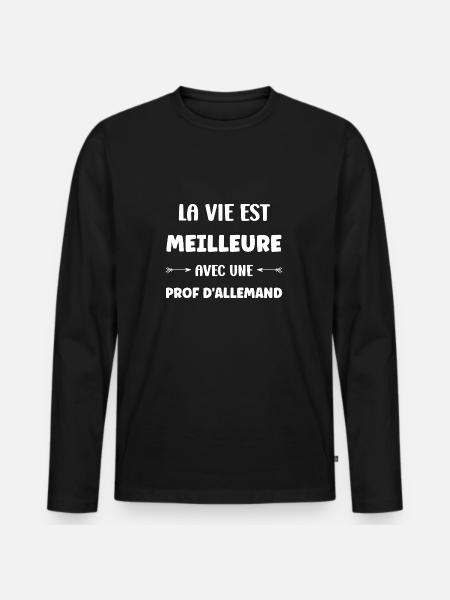 prof allemand - T-shirt manches longues Premium bio Homme - noir