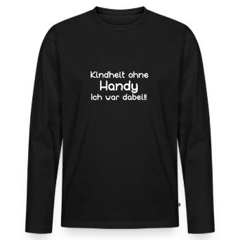 2508 Kindheit ohne Handy - Männer Premium Bio Langarmshirt - Schwarz - Vorne - Nico (187cm)