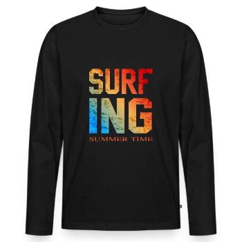 Planche à voile Surfsurf Planche de surf Heure d’été - T-shirt manches longues Premium bio Homme - noir - Devant - Nico (187cm)
