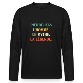 PIERRE JEAN - T-shirt manches longues Premium bio Homme - noir - Devant - Nico (187cm)