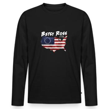 4 juillet Betsy Ross - T-shirt manches longues Premium bio Homme - noir - Devant - Nico (187cm)