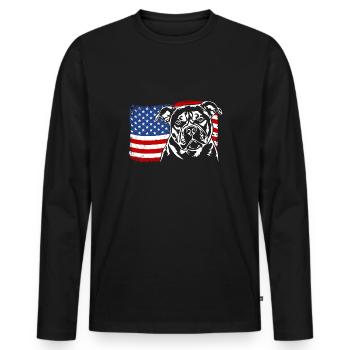 Old English Bulldog America Flag Dogs Wilsigns - Men's Premium Organic Long Sleeve Shirt - black - Front - Nico (187cm)