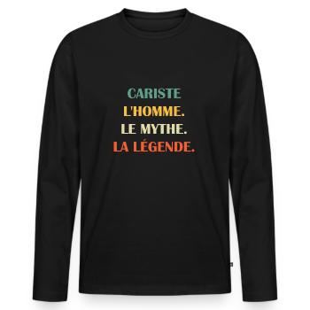 cariste - T-shirt manches longues Premium bio Homme - noir - Devant - Nico (187cm)