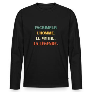 Escrimeur - T-shirt manches longues Premium bio Homme - noir - Devant - Nico (187cm)