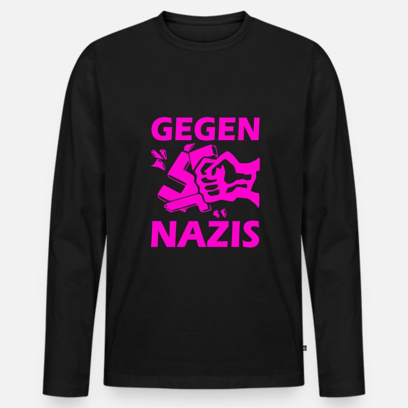 Gegen nazis faust - Männer Premium Bio Langarmshirt - Schwarz