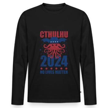 Cthulhu 2024 - Political election campaign without life - Men's Premium Organic Long Sleeve Shirt - black - Front - Nico (187cm)