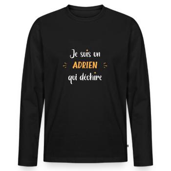 adrien - T-shirt manches longues Premium bio Homme - noir - Devant - Nico (187cm)