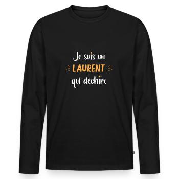 laurent - T-shirt manches longues Premium bio Homme - noir - Devant - Nico (187cm)