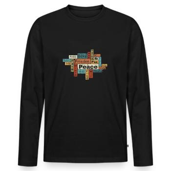 Frieden für alle Menschen auf dieser Welt - Männer Premium Bio Langarmshirt - Schwarz - Vorne - Nico (187cm)