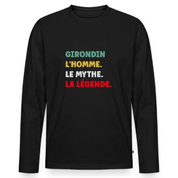 girondin - T-shirt manches longues Premium bio Homme - noir - Devant - Nico (187cm)