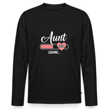 Aunt 2024 loading bar for soon to be auntie - Men's Premium Organic Long Sleeve Shirt - black - Front - Nico (187cm)