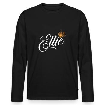 Ellie Nom pour femmes enfants bambins - Ellie Nom de famille - T-shirt manches longues Premium bio Homme - noir - Devant - Nico (187cm)